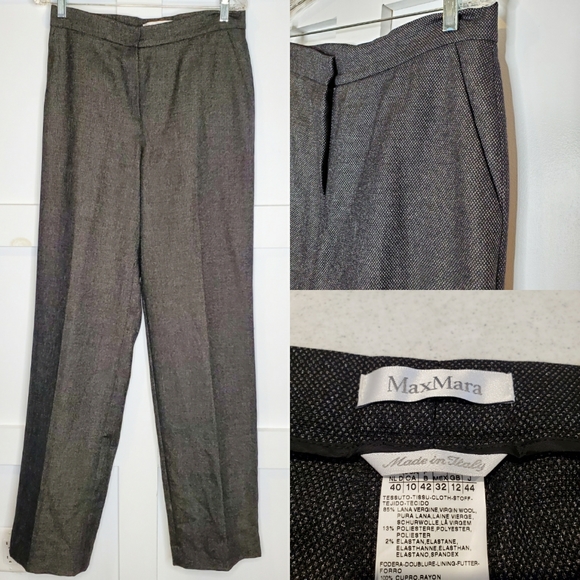 MaxMara Trouser Wool Tweed High Rise Pants Italy